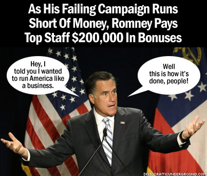 Image:  Romney campaign borrows money, pays bonuses to staffers